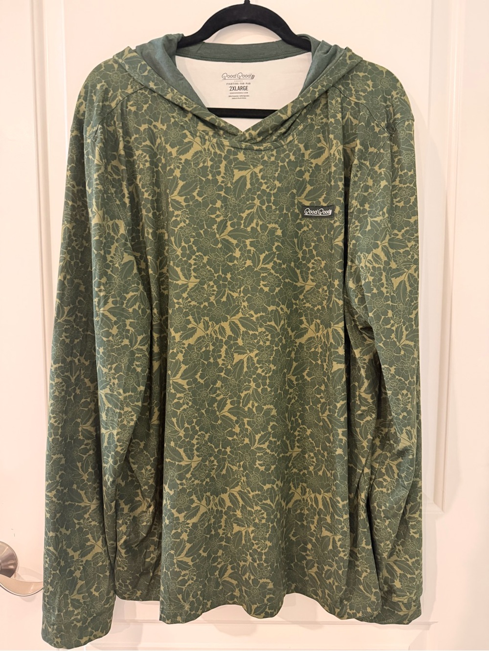 Good Good Golf Men’s 2XL Olive Green Floral Performance Goodie Hoodie Stretch